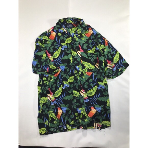 Puritan Hawaiian Button-Down Shirt Hot Sauce Drinks Bloody Mary Men's Size Large - Picture 1 of 8